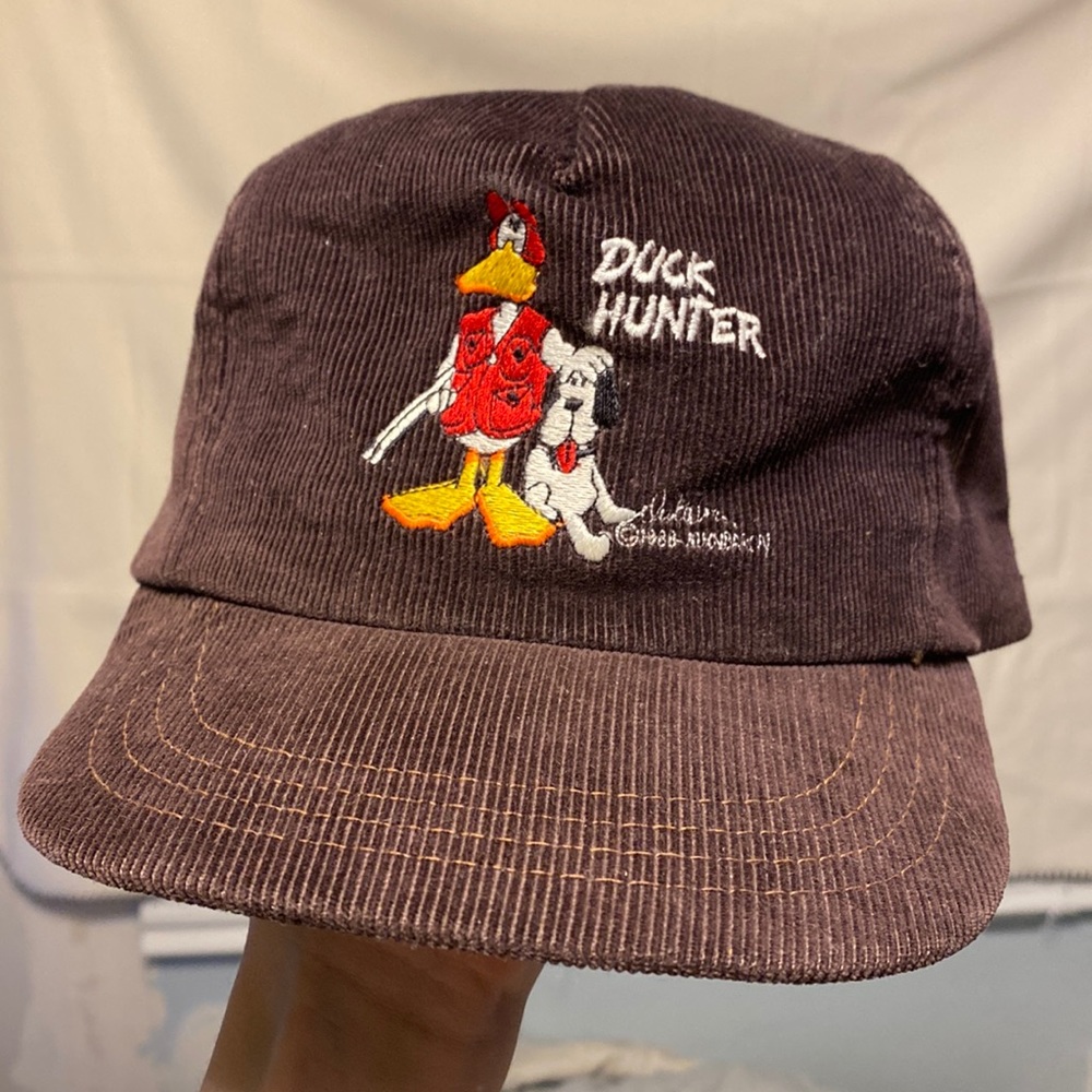 Vintage 80s Duck Hunter corduroy Snapback Trucker hat